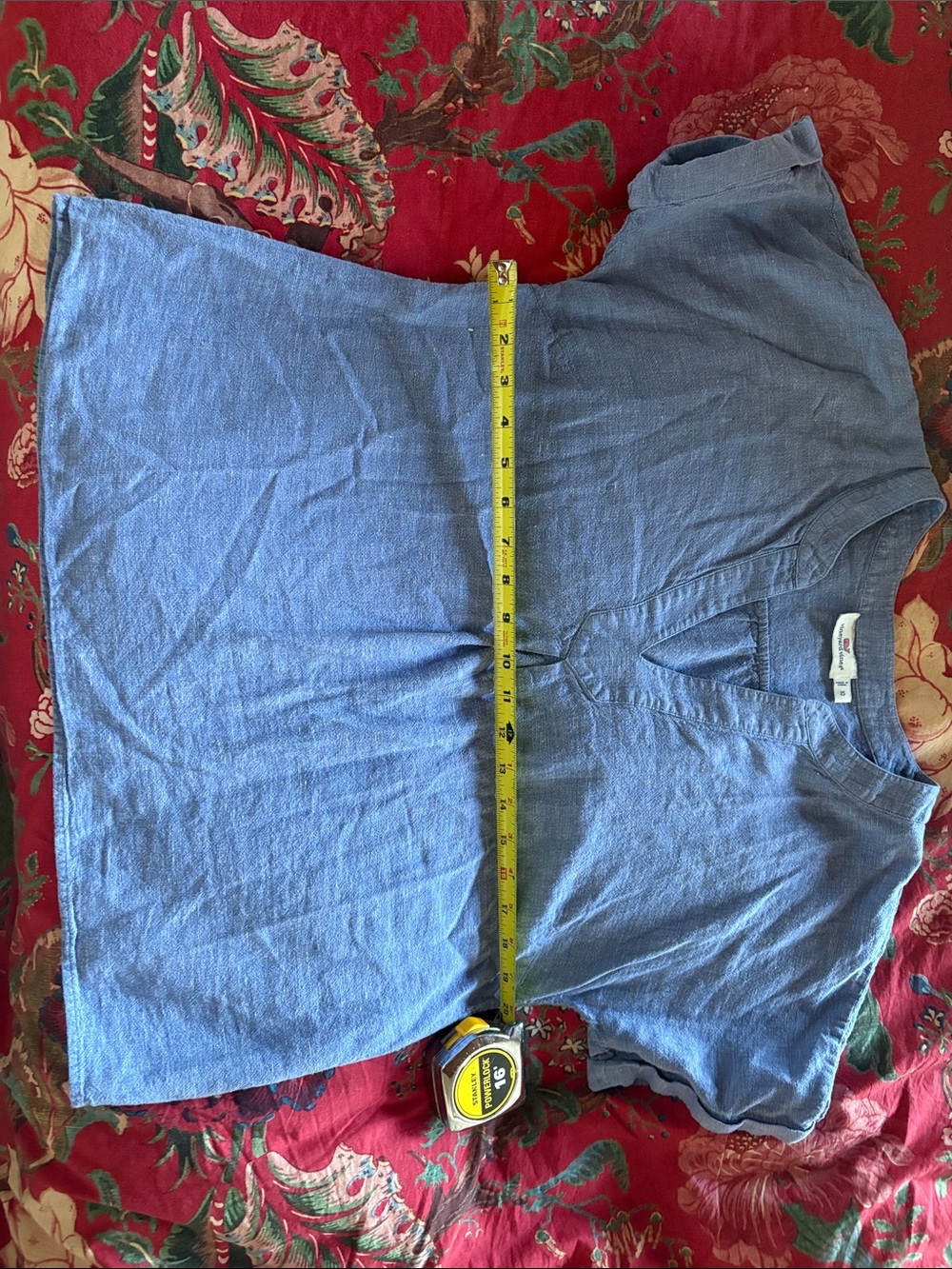 Vineyard Vines Heathered Blue Linen-Blend Top